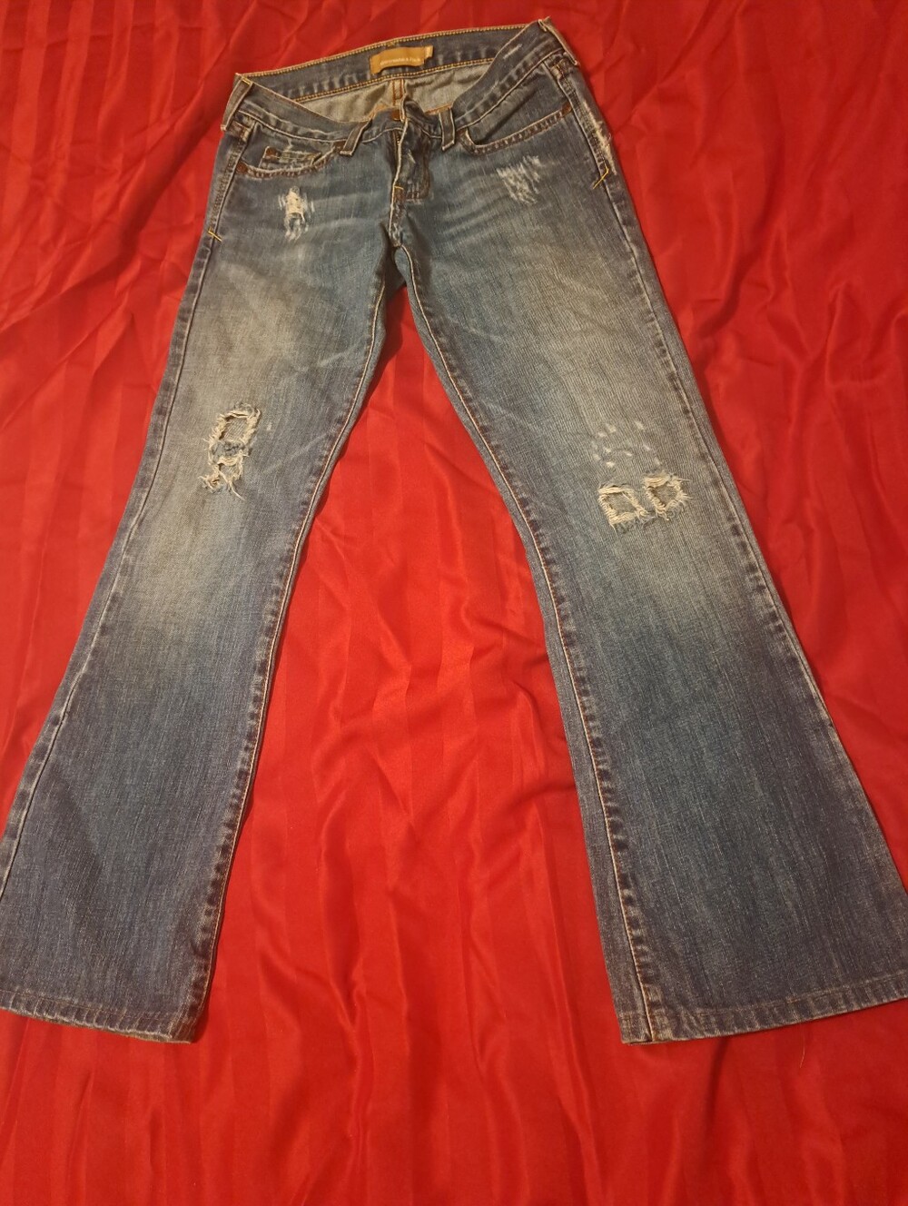 Abercrombie & Fitch Distressed Flare Jeans - Blue